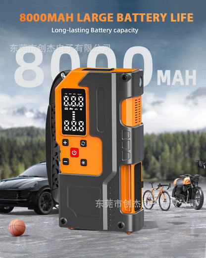 Portable Car Jump Starter Power Bank for Emergency Vehicle Starting Charging and Inflating Air Compressor Pump for iPhone
