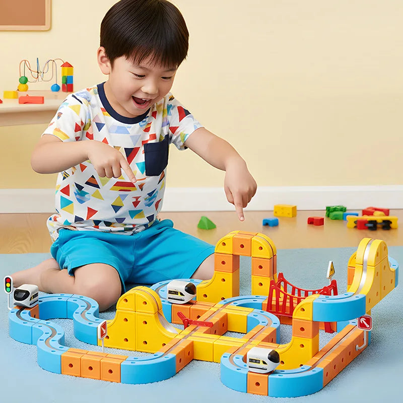 DIY Stem Magnetic Track Car Magnetic Sheet Children'S Puzzle Toy Electric Magical Magnetic Block Anti Gravity Toy Birthday Gift
