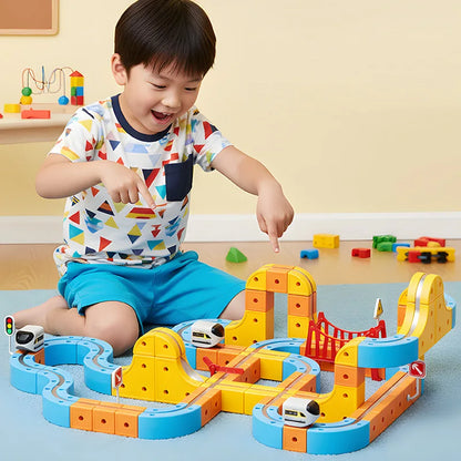 DIY Stem Magnetic Track Car Magnetic Sheet Children'S Puzzle Toy Electric Magical Magnetic Block Anti Gravity Toy Birthday Gift