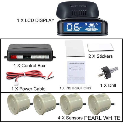 Front Rear Parking Sensor Kit 8 Probe Auto Blind Spot Radar LCD Monitor 12V Parktronic Reverse Backup Assist System