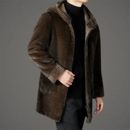 Casual Slim Solid Woolen Coat High Qualit winter jacket men fashion Woolen Coat Men's Casual Wool hooded trench coat Men Jacket