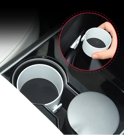 Cup Holder Adapter Tesla Model 3 Tesla Model Y Accessories Car Door Cup Holder Bottles Expander Organizer with Silicone Coaster