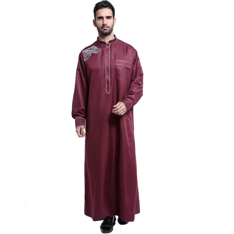 Traditional Muslim Men Jubba Thobe Islam Clothing Ramadan Abaya Thawb Long Robe Saudi Musulmane Caftan Jubah Dubai Arabic Dress