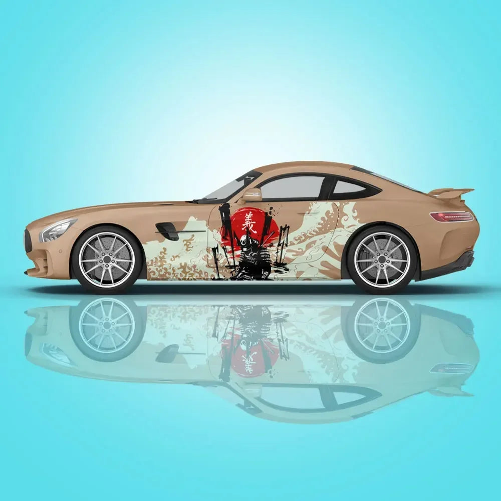 Samurai Car Wrap, Japanese Vehicle Livery, Cast Vinyl Wrap, Universal Size Samurai Anime Car Sticker Car Decoration