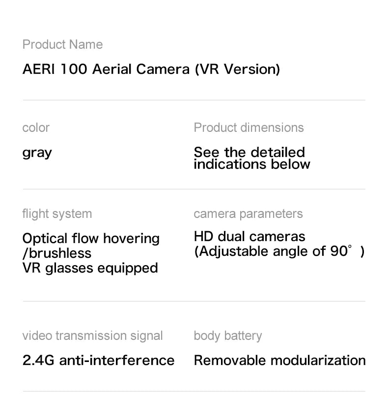 NEW Aeri100 VR Drone 1:1 Scale Aerodynamic Design 8K 1080P HD Camera Remote Control Brushless 360° Obstacle Avoidance Flying Toy