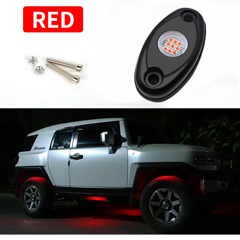 1/2/4pcs Auto chassis lights LED Rock Lamp Contour Decorative Light bottom Atmosphere light for cross-country SUV ATV Dune Buggy