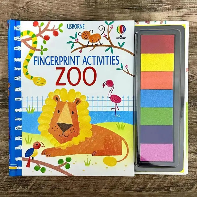 Children Fingerprinting Books with Rubber Stamps Ink Pad kids Activities Doodling Book Animal Garden Kindergarten DIY Craft Toy
