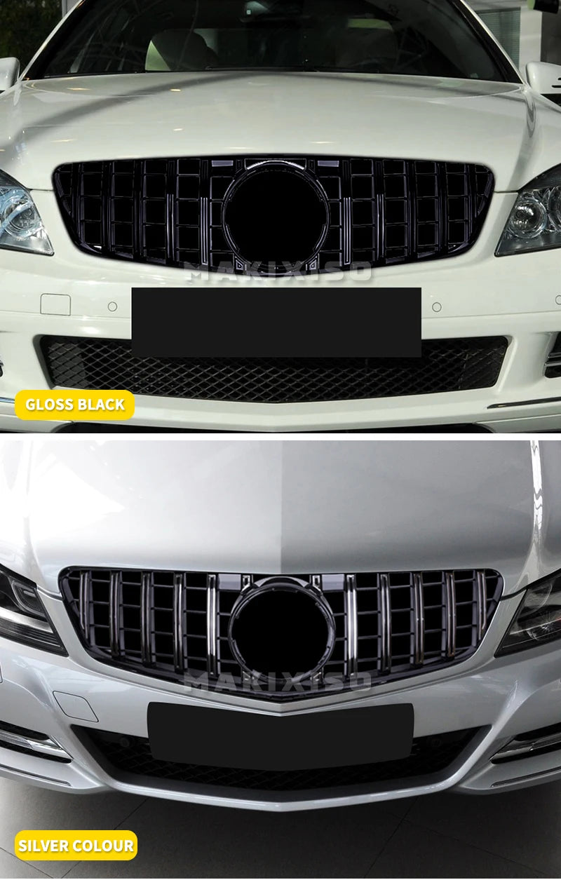 1 Piece Racing Grills Front Bumper Grille Hood Grill For Mercedes Benz C W204 07-14 Silver Style Bumper Grille Car Parts