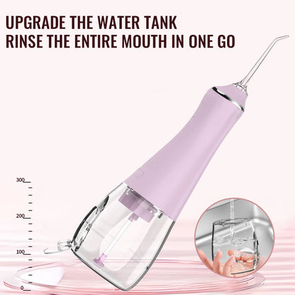Electric oral irrigator with 3 cleaning modes, USB rechargeable, waterproof, 5 nozzles, portable dental irrigator