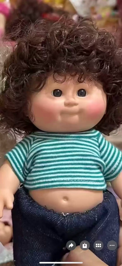 Afu Cute Chubby Face Full Vinyl Cabbage Patch Doll Curly Hair Handmade Collectible Toy For Adult Collection Home Decor