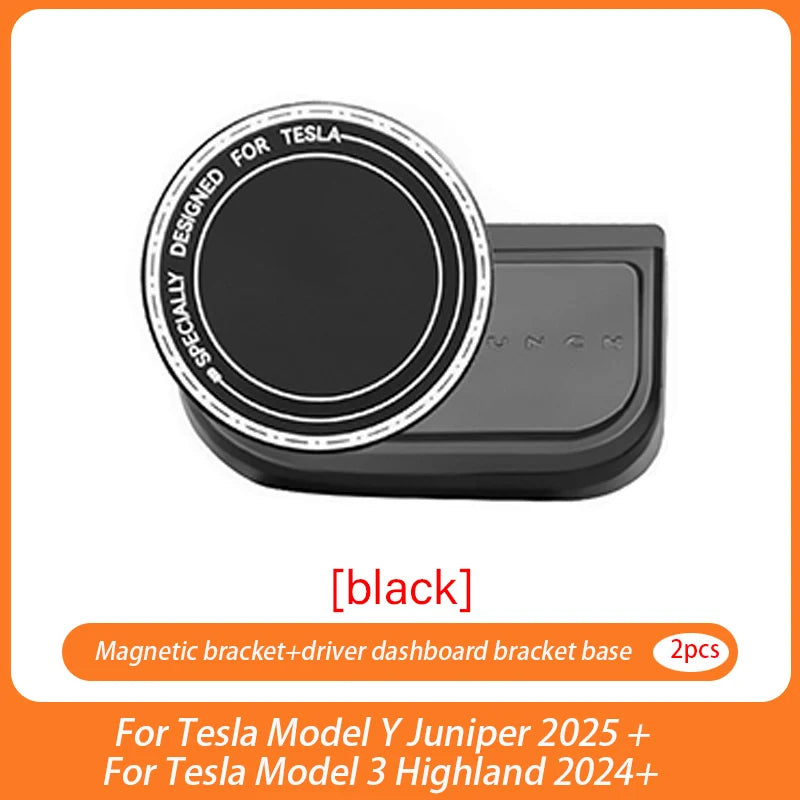 Base Magnetic Phone Holder For Tesla Model YL/Y Juniper 2025 Model 3 Highland 2024 + ABS Rotatable Bracket Non-Shaking Car Mount