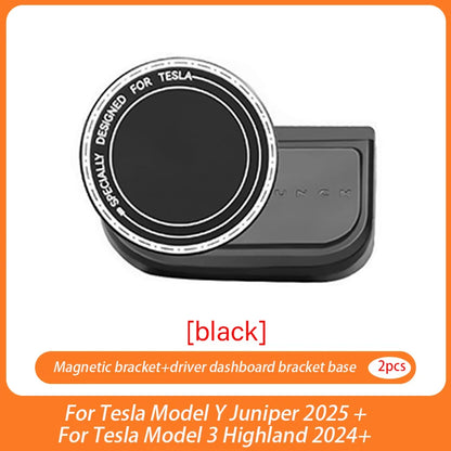 Base Magnetic Phone Holder For Tesla Model YL/Y Juniper 2025 Model 3 Highland 2024 + ABS Rotatable Bracket Non-Shaking Car Mount