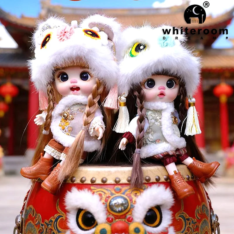 Trendy Toy Doll OB11 Lion Dance Doll Chinese Style Girl Doll Clothes Set for Chinese New Year  Spring Festival Gift Festival BJD