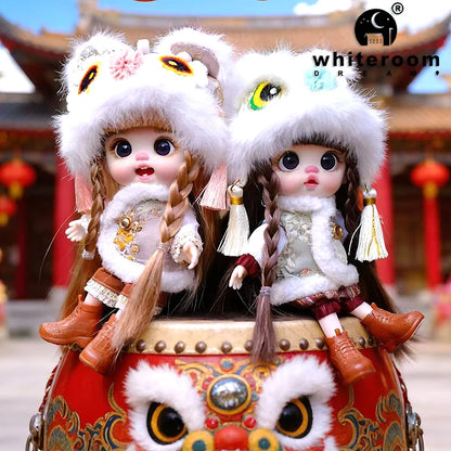 Trendy Toy Doll OB11 Lion Dance Doll Chinese Style Girl Doll Clothes Set for Chinese New Year  Spring Festival Gift Festival BJD