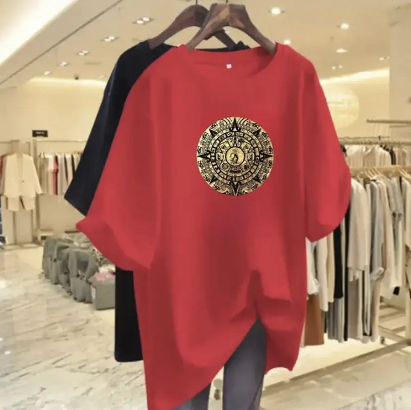 Women Fashion Pure Cotton Y2k Short Sleeve T-shirt Summer Casual Loose Paisley Printing Top Tee Office Lady Basic Pullover M-6XL