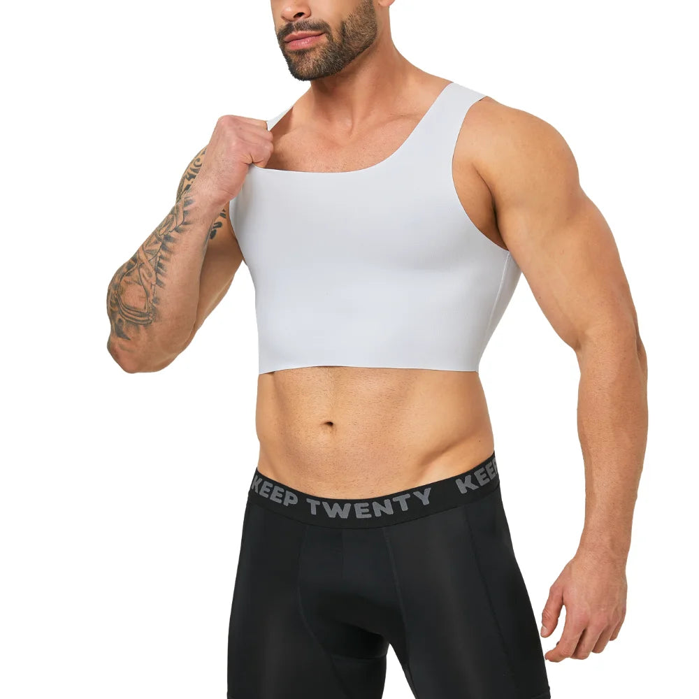 2Pcs Men Sleeveless Compression Vest Gynecomastia Chest Binder Breathable Summer Shaper For Trans FTM Sport Undershirt