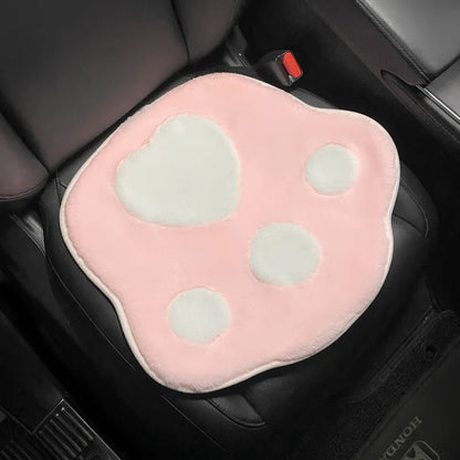 Winter New Cartoon Plush Car Cushion Simple Black White Thickened Anti Slip Women's Auto Seat Pad Cute Interior Modification
