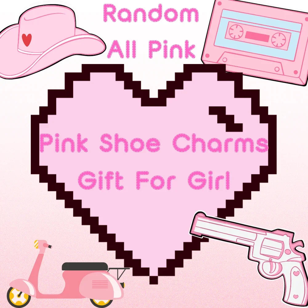 10/20/50/100pcs Random All Pink Shoe Charms Cartoon Cute Animal Plant Shoe Decorations Pins for Women Girl Sandals  Accessories