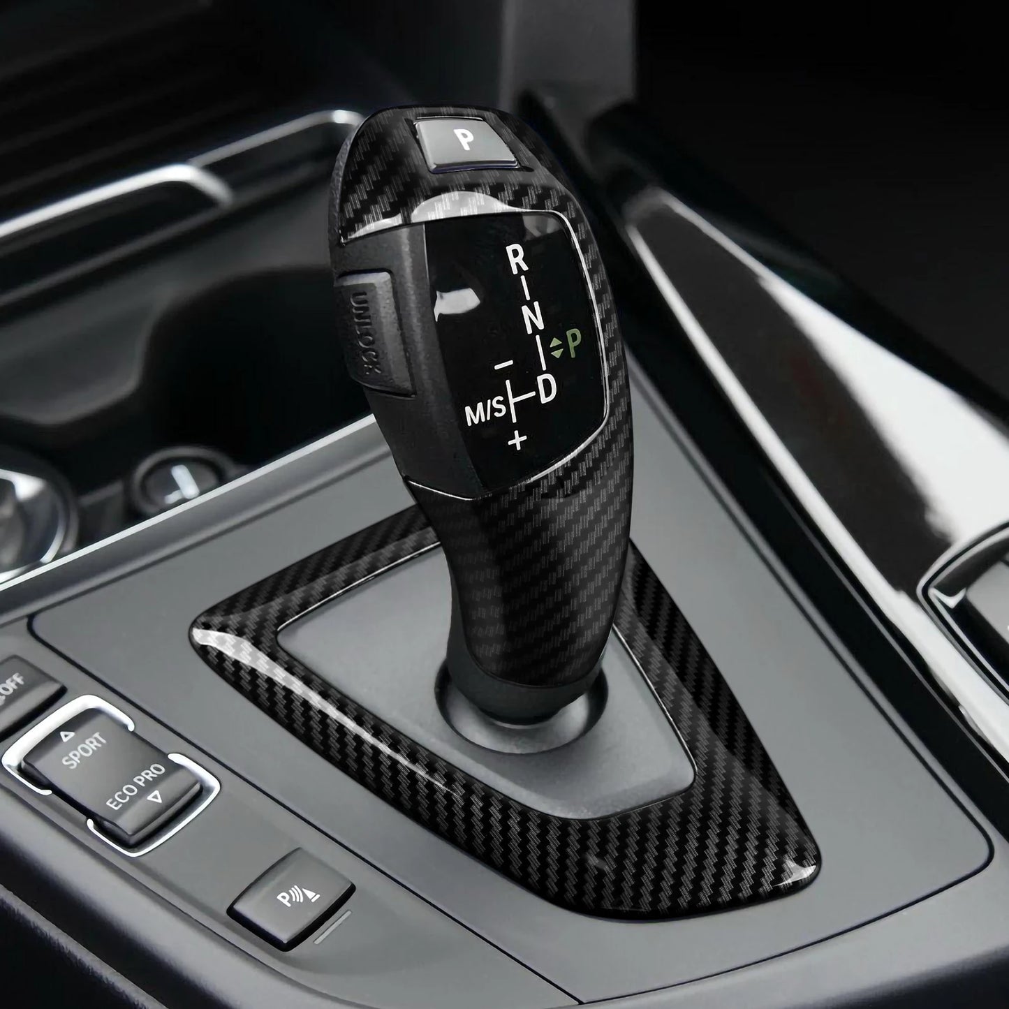 Car Center Console Dashboard Gear Shifter Panel For BMW F30 F31 F34 3GT F32 F33 F36 Trim Accessories, Carbon Fiber ABS Sticker