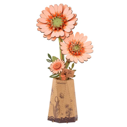 ROKR 3D Wooden Puzzle Flowers Bouquet Wooden Bloom Craft Model Kits Eternal Flowers Romantic Gift for Birthday Mother's Day