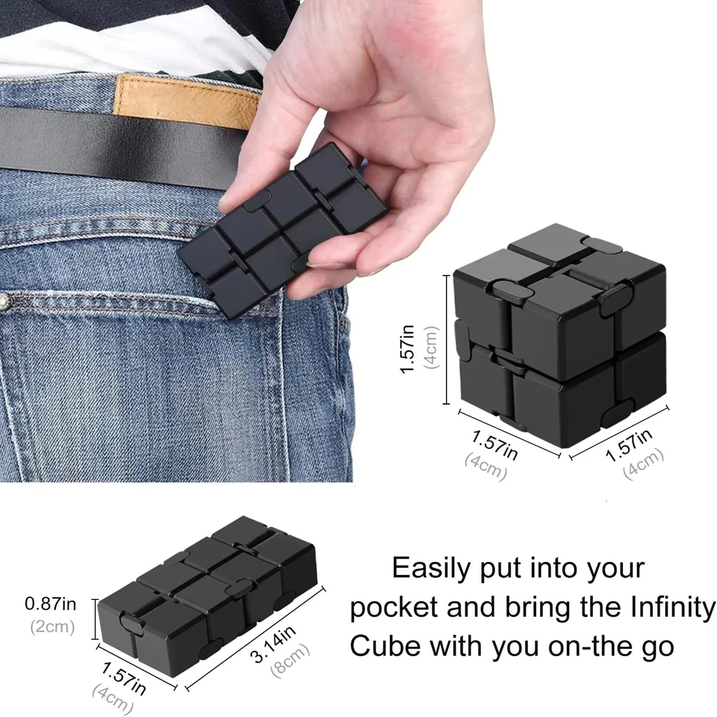 Alloy & Plastic Infinity Cube Fidget Toy Sensory Stress Relief Anti-Anxiety Fidget Toy Collapsible Infinite Flip Calming Gadget