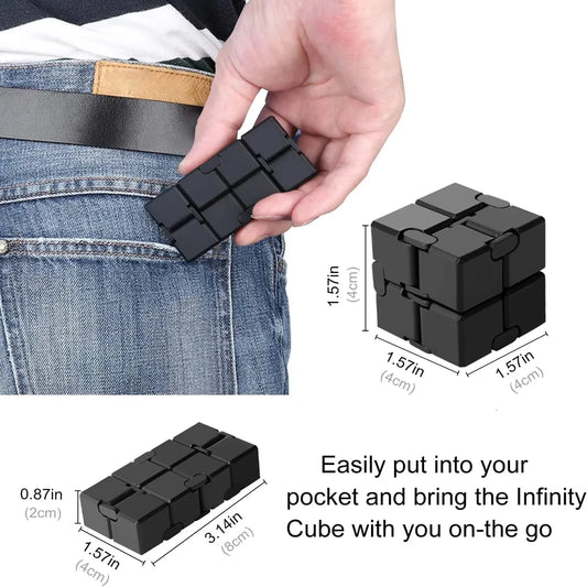 Alloy & Plastic Infinity Cube Fidget Toy Sensory Stress Relief Anti-Anxiety Fidget Toy Collapsible Infinite Flip Calming Gadget
