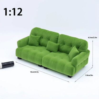 New 1:12 1:20 1:30 Flocking Sofa Model Simulation Dollhouse Decoration Living Room Furniture Mini Sofa House Accessories