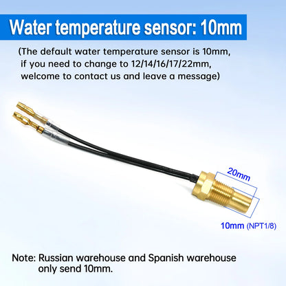 12V 24V Digital Water Temperature Gauge + Volt Water Temperature Sensor Head Plug Joint Pipe Sensor Radiator Hose Adapter 1/8NPT