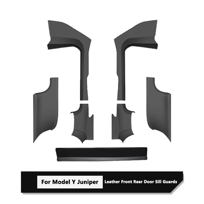 For Tesla Model Y Juniper Front Rear Door Sill Protection Pads Leather Threshold Bumper Strip Guards Anti-kick Pad Accessories