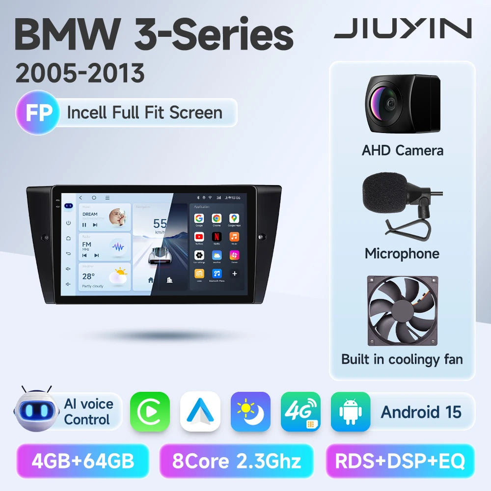 JIUYIN Car Radio For BMW 3-Series E90 E91 E92 E93 wireless CarPlay Android Auto car intelligent systems No 2 din 2din DVD