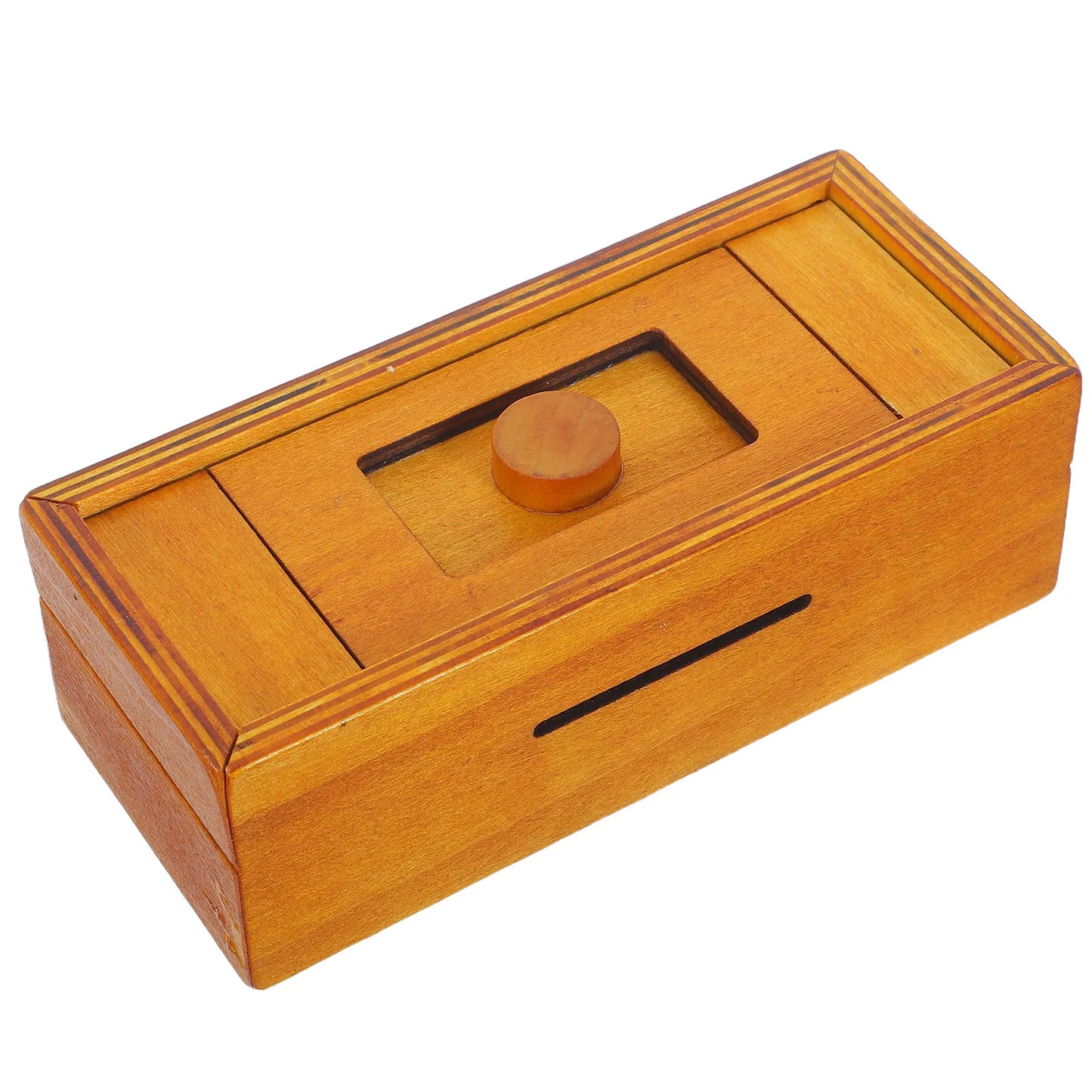 Wood Puzzle Box Challenging Brain Teaser Natural Wooden Cash Gift Card Holder Desk Iq Puzzle Storage Box Hidden Compartment