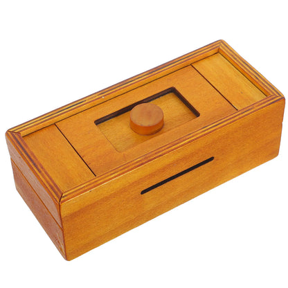 Wood Puzzle Box Challenging Brain Teaser Natural Wooden Cash Gift Card Holder Desk Iq Puzzle Storage Box Hidden Compartment