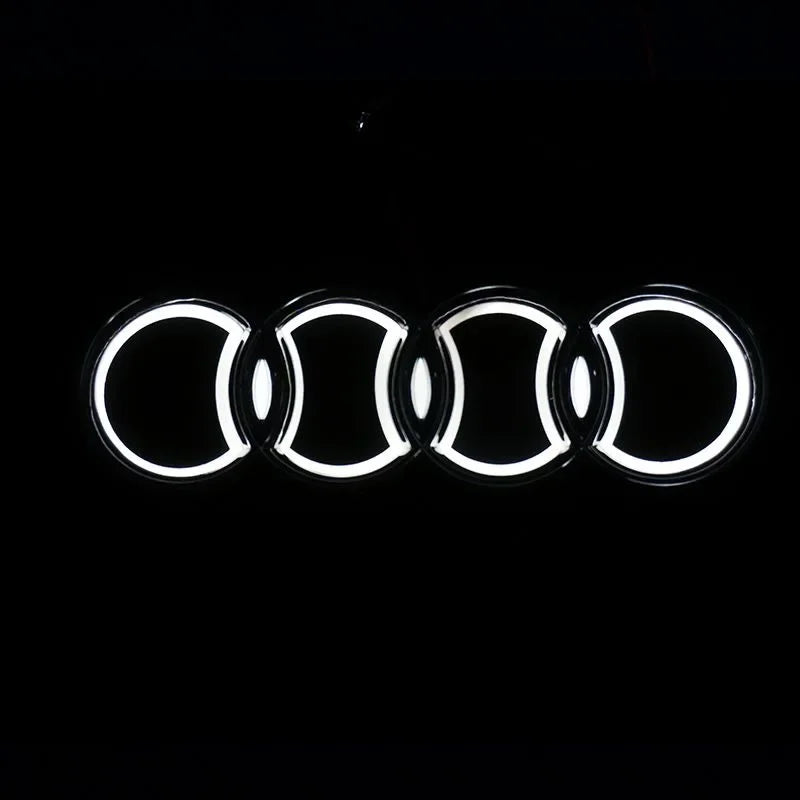 18*5.8CM is suitable for 5D Audi refitting personalized decorative light Q3 A3 Q5 TT A5 A8 rear logo LED light emitting logo.