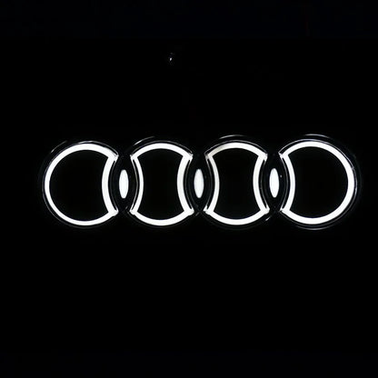 18*5.8CM is suitable for 5D Audi refitting personalized decorative light Q3 A3 Q5 TT A5 A8 rear logo LED light emitting logo.