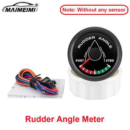 52MM Rudder Angle Indicator with 8 colors backlight Waterproof Rudder Position Gauge with Sensor 0-190ohm for Boat Yacht Marine