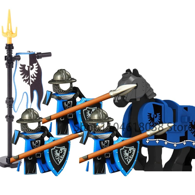 Green Dragon Raven Knights Shield Action Figures MOC Medieval Ancient Knights Scene Building Block Creative Toys for Children