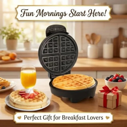 Beeping Belgian Waffle Maker 7" Mini Electric Waffle Iron with Adjustable Browning Temp Control Non-Stick Plates and Ready Aler