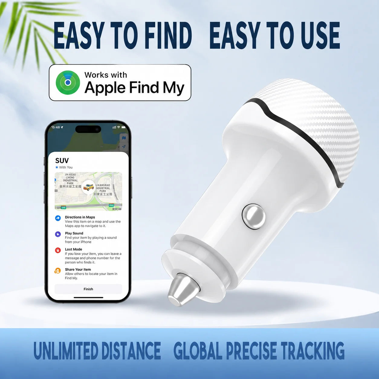 Car Charge GPS Locator Tracker 20W USB Phone Charger Fast Charging Type C QC3.0 With iPhone Find My Apple Official App