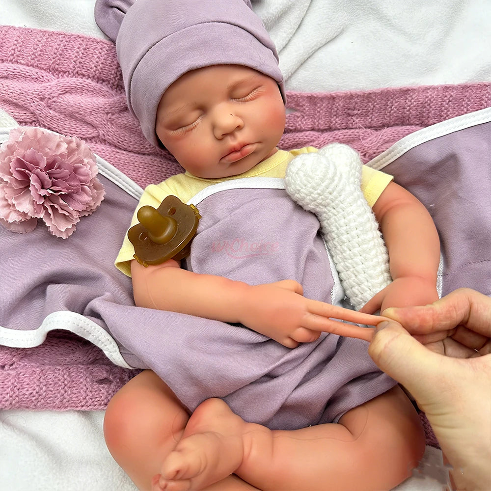 50cm Open Mouth Doll Soft Lifelike Silicone Reborn Baby Girl/Boy Loulou Waterproof Baby 3D Skin Doll Gift for Dementia Patients