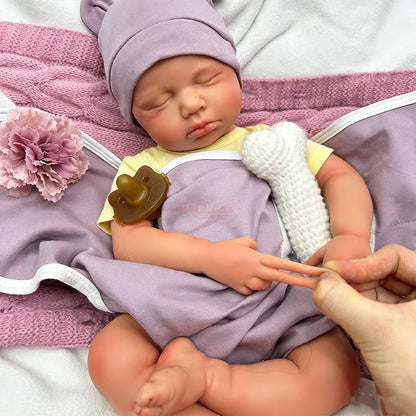 50cm Open Mouth Doll Soft Lifelike Silicone Reborn Baby Girl/Boy Loulou Waterproof Baby 3D Skin Doll Gift for Dementia Patients