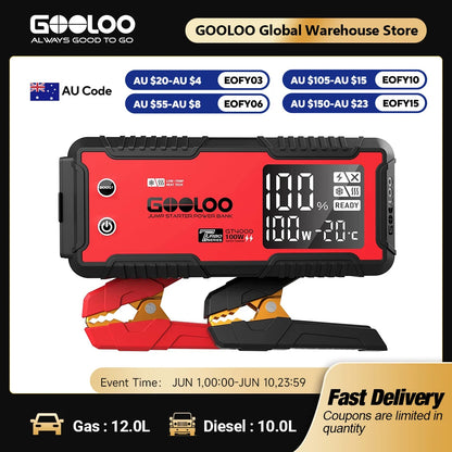 GOOLOO 12V Car Jump Starter 4000A Car Battery Starter 24000mAh Portable Power Bank Booster Auto Starting Device Emergency Start