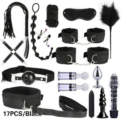 Sex Products Erotic Toys for Adults BDSM Sex Bondage Set Handcuffs Nipple Clamps Gag Whip Rope Sex Toys For Couples