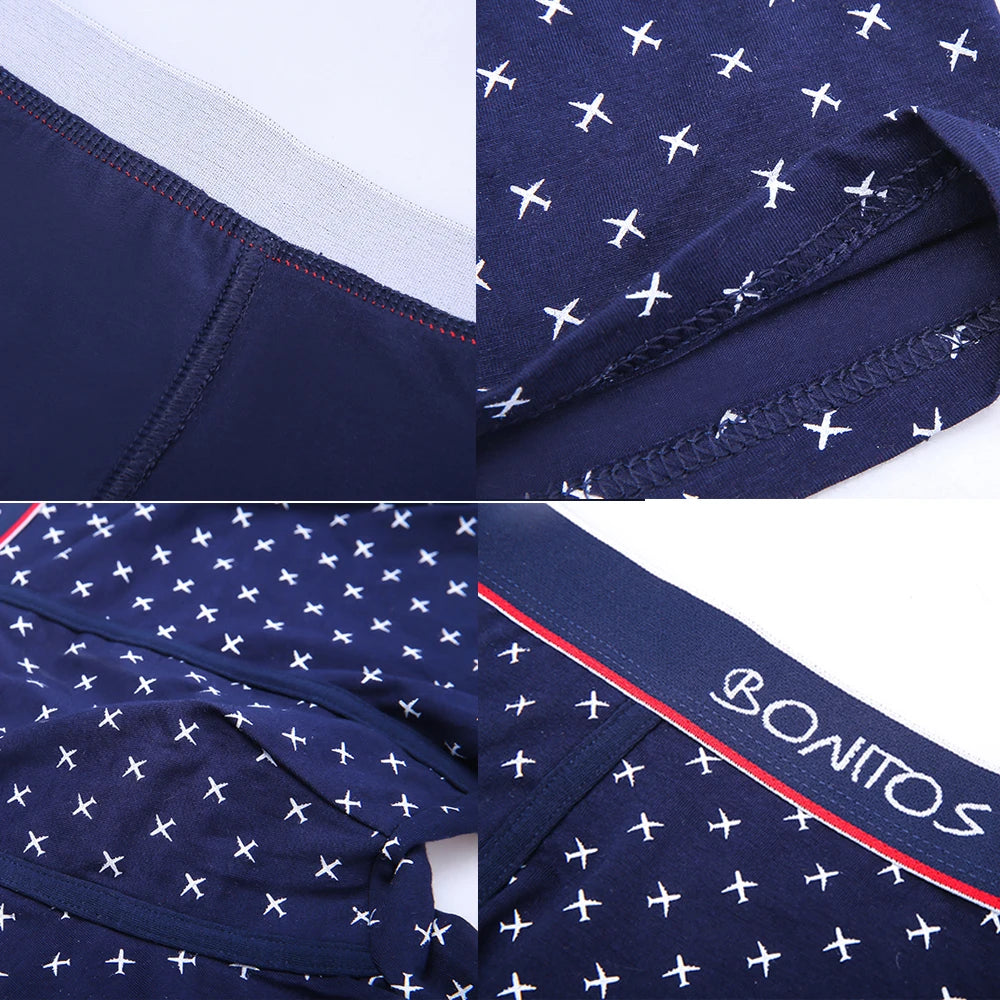 5 Pieces Print Cotton Men Underpants BONITOS Boxer Briefs Letter Elastic Waistband Underwear Mens Boxers Classic Men's Panties