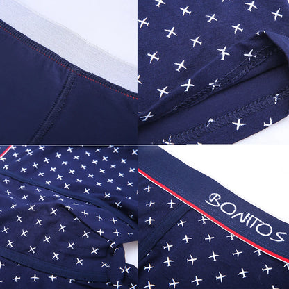 5 Pieces Print Cotton Men Underpants BONITOS Boxer Briefs Letter Elastic Waistband Underwear Mens Boxers Classic Men's Panties