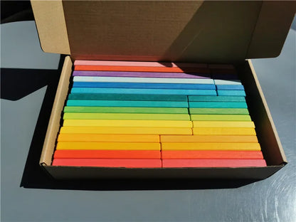 Large Rainbow Wood Building Slats Construct Cubes Blocks Pastel Stacking Timber Toys for Kids Early Learning