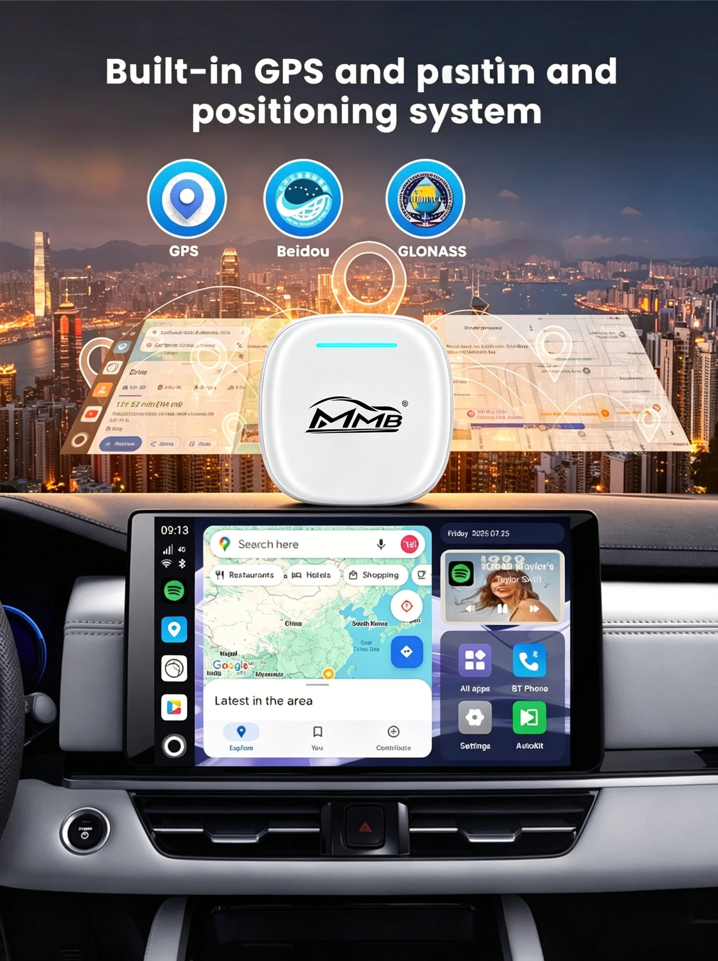 3in1 MMB MAX Smart Box CarPlay Wireless Carplay Android Auto Android15 QCM6350 8-Core GPS WiFi 4G SIM AI Box For Youtube Netflix
