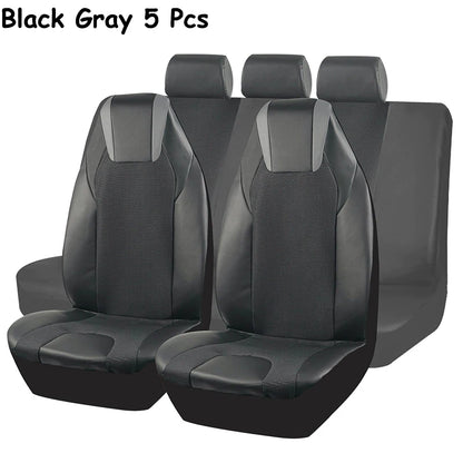 AUTOKING High Back Car Seat Covers Universal Size Fit For Most Car SUV PU Leather Spliced With Dot Jacquard Fabric Seat covers