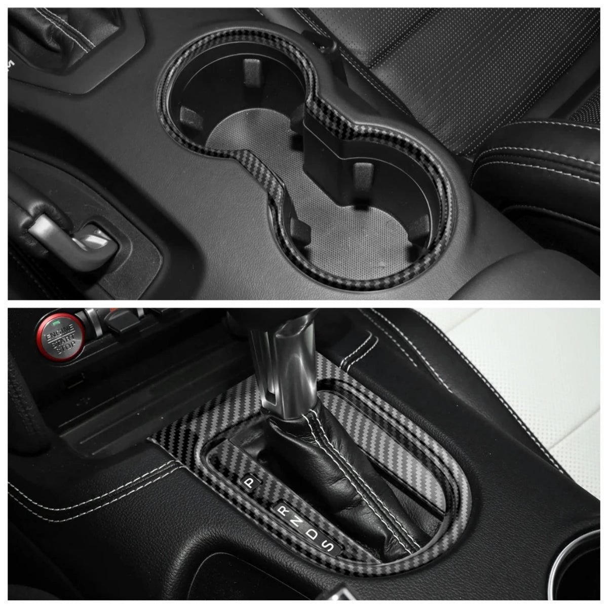 Car Front Water Cup Holder Gear Shift Decoration Cover for Ford Mustang 2015 2016 2017 2018 - 2023 AT LHD Interior Accessories