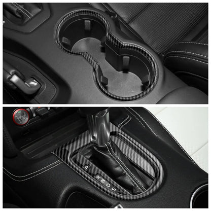 Car Front Water Cup Holder Gear Shift Decoration Cover for Ford Mustang 2015 2016 2017 2018 - 2023 AT LHD Interior Accessories