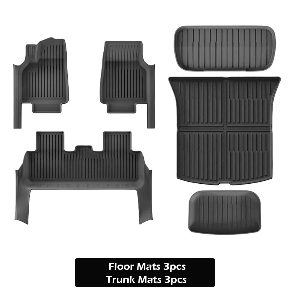 For Tesla Model Y Juniper 2025 2026 Floor Mats with Door Sill Protector LHD RHD All Weather Trunk Mats Foot Liner Backrest Mats